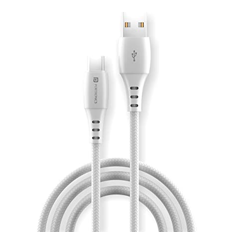 Portronics Konnect A Type-C Cable with 3A Rapid Charging & 480mbps Data Transmission,1 M Cord Length(White)