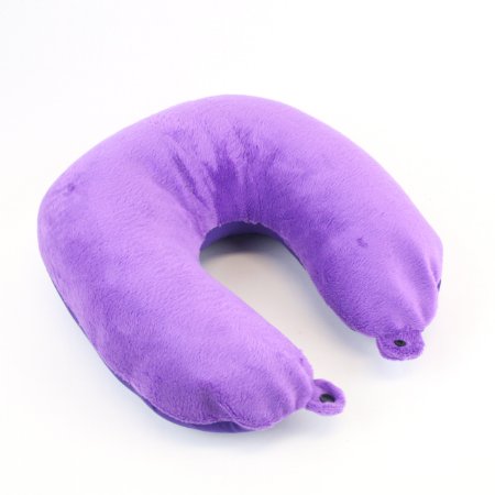 Sleepmax® MicroBead Ultra Soft Travel Neck Pillow - Hypoallergenic Velvety Cover w/ Easy Comfort Snap (Light Purple)