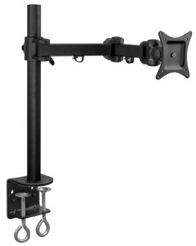 Mount-It! MI-751 Single LCD Monitor Desk Mount Stand Adjustable Articulating Full Motion Samsung Sony LG Acer Dell HP Asus Insignia 17 19 20 22 23 24 25 27 VESA 75x75 and 100x100, C-clamp, Black