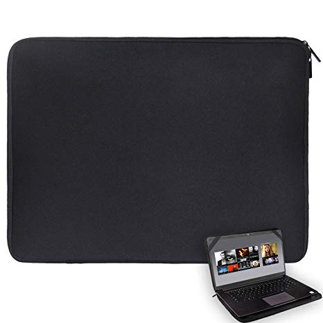 17 17.3 17.4 inch Laptop Sleeve Black Water-Resistant Neoprene Notebook Computer Briefcase Carrying Bag/Pouch Cover with 4 Elastic Bands for Acer/Asus/Dell/Lenovo/HP/Toshiba/MSI