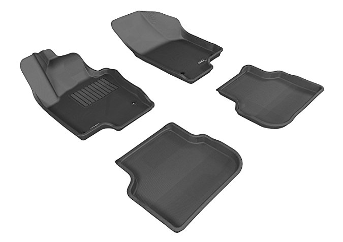 3D MAXpider Complete Set Custom Fit All-Weather Floor Mat for Select Volkswagen Jetta Models - Kagu Rubber (Black)