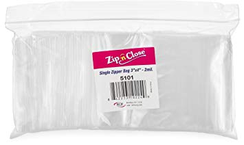 Zip 'n Close Bags 3" x 4", 2 Mil (Pack of 100) Zipper Re-Closable Plastic Storage Bags