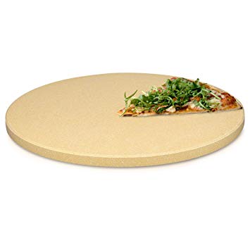 Navaris XL Pizza Stone for Baking - Cordierite Pizza Stone Plate for BBQ Grill Oven - Cook and Serve Pizza Bread Cheese - Round, 30.5x1.5cm