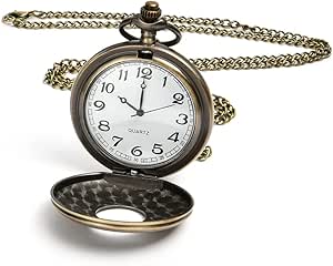 Vicloon Modern Pocket Watch, Quartz Pocket Watch with Chain, Vintage Quartz Pocket Watch Roman Numerals Stylish Pocket Watch for Birthday Anniversary Day Christmas Fathers Day…