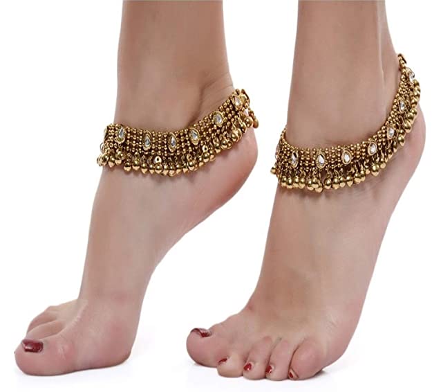 Shining Diva Gold Plated Anklets for Women (5634a)