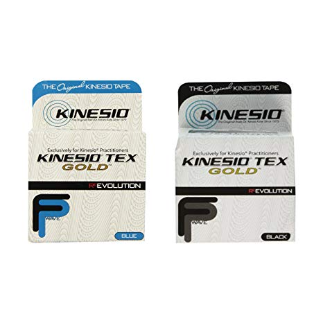 Kinesio Tex Gold Tape 2" x 16.4' Blue & Black Combo Pack