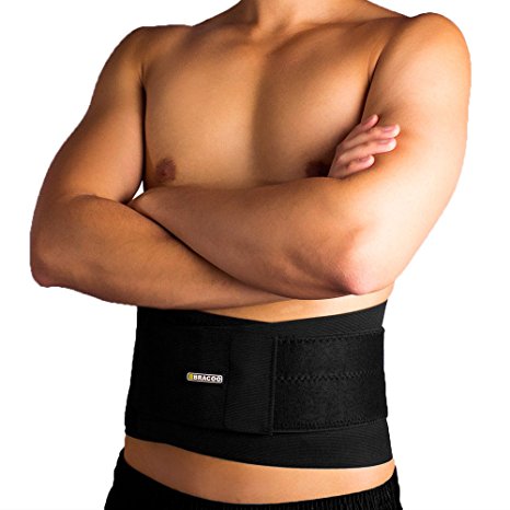 Bracoo Adjustable Back and Abdominal Brace - Support Belt for Back Strains, Sprains and Pain Relief, Black, Small/Medium