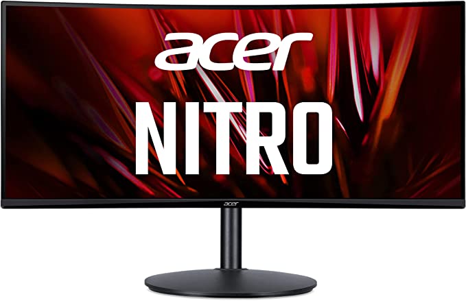 Acer Nitro 34" QHD 3440 x 1440 1500R Curved PC Gaming Monitor | AMD FreeSync Premium | 165Hz Refresh | 1ms (VRB) | ZeroFrame Design | 2 x Display Port 1.4 & 2 x HDMI 2.0 Ports | XZ342CU Sbmiipphx