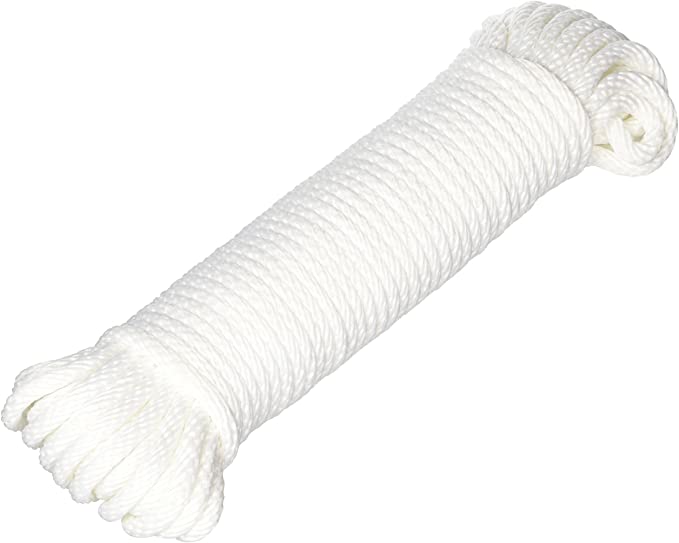 UBOXES Nylon/Poly Tie Down Rope 50 feet x 1/4" Thick (White Fiber)