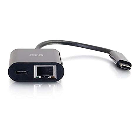 C2G 29749 USB-C to Ethernet Adapter with Power Delivery, Black