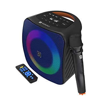 Portronics Dash 40W TWS Bluetooth Portable Speaker with Wireless Karaoke Mic. with Digital Display (Blue)