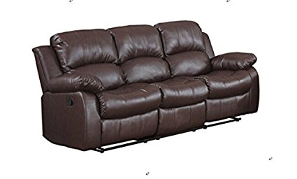 Classic and Traditional Brown Bonded Leather Recliner Chair, Love Seat, Sofa Size - 1 Seater, 2 Seater, 3 Seater Set (3 Seater)