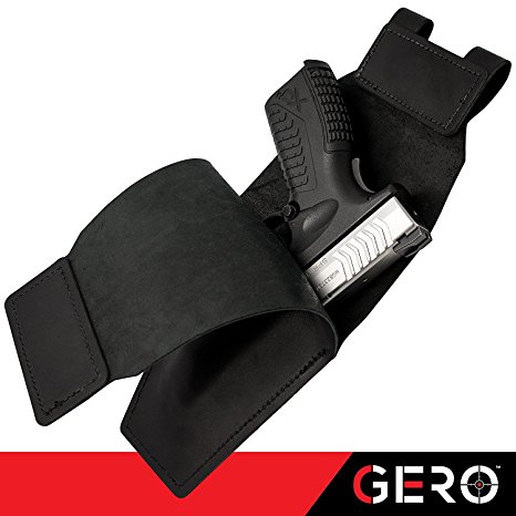 Belt Concealed Gun Holster by GERO for Small Semi Autos & Pocket Pistols-Fits Gun Smith and Wesson Bodyguard, Glock 19, 17, 42, 43, P238 Ruger LCP, & Similar Sized Guns-Ambidextrous Wear On Either Hip