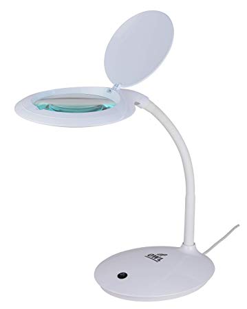 Owl Magnification WCN-0003 - Magnifying Glass with Light - Desktop Daylight Bright LED Magnifier Lamp - Hands Free Adjustable for Reading, Crafts, Embroidery, Model Painting, Hobbies (Table Lamp)