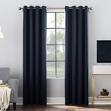 Sun Zero Oslo Theater Grade Extreme 100% Blackout Grommet Curtain Panel, 52" x 63", Navy Blue