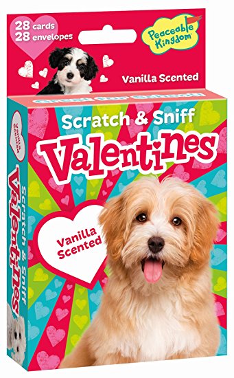 Peaceable Kingdom 28 Card Puppy Vanilla Scented Scratch & Sniff Valentines with Envelopes