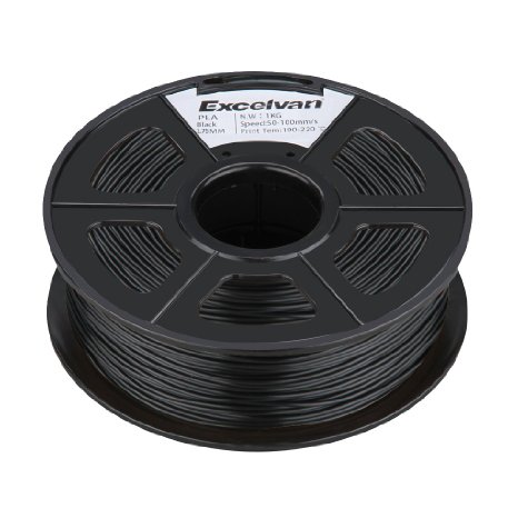 Excelvan 3D Printer Printing Filament 1.75mm PLA for Print RepRap MarkerBot 1kg/2.2lbs (Black)