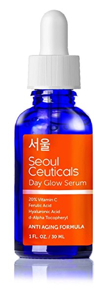 Seoul Ceuticals Korean Skin Care - 20% Vitamin C E Ferulic Serum With Hyaluronic Acid Provides Potent Anti Aging, Anti Wrinkle Results. 1 OZ