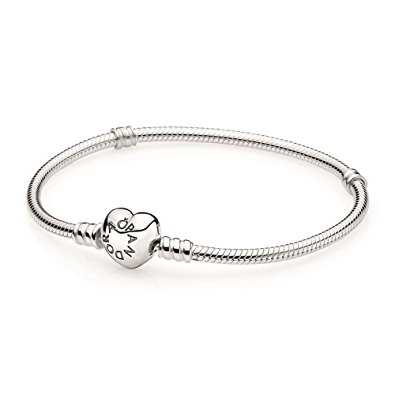 PANDORA 590719 Sterling Silver Heart Clasp Bracelet