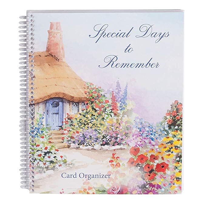 Miles Kimball Greeting Cards Organizer - Reusable Card Storage - Never Forget Birthdays, Anniversaries, and Weddings - Spiralbound Book- 8 1/4 in. Wide by 9 ½ in. High- Cottage Design