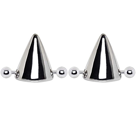 Pierced Owl Cone Shaped Stainless Steel Nipple Shields, Sold as a Pair