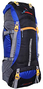 Nordstrom 0109 Climate Proof Mountain Rucksack, Backpack 75 Ltrs Royal Blue & Black with Rain Cover with Padding, Nordstrom01092017ROYALBLUE75ltrs