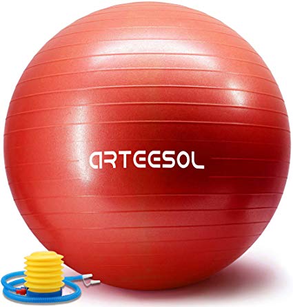 Exercise Yoga Ball, Arteesol Anti-Burst Swiss Ball, Fitness Yoga Ball 45/55/65/75cm with Quick Pump for Balance Training, Yoga, Workout, Physical Therapy