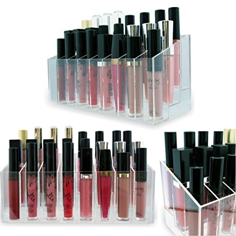 Skin Radiance™ Premium Acrylic Lip Gloss Organizer. Designer Acrylic Makeup Organizers & Chic Storage Solutions.!