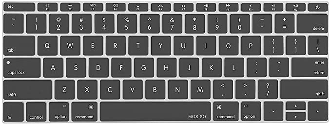 MOSISO Silicone Keyboard Cover Protective Skin Compatible with MacBook Pro 13 inch 2017 & 2016 Release A1708 Without Touch Bar, MacBook 12 inch A1534, Space Gray