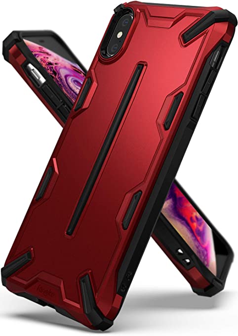 Ringke [Dual-X] Compatible with iPhone Xs Max Case Dual-Layer Reinforced Heavy Duty Defense [Shock Absorption] Ergonomic Reassuring Grip Armor Protective Cover for Apple iPhone Xs Max - Iron Red