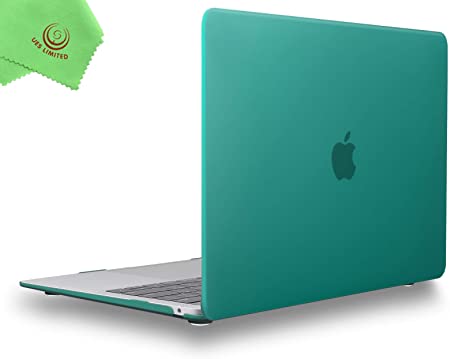 UESWILL Smooth Matte Hard Shell Case Cover for 2020 2019 2018 MacBook Air 13 inch Retina Display & Touch ID & USB-C Model A2179 A1932   Microfiber Cloth, Peacock Green