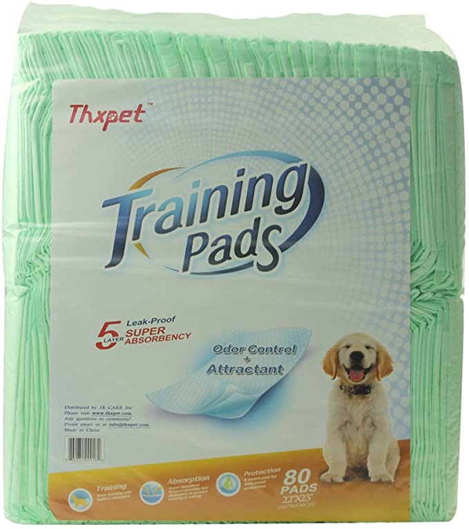 Thxpet Puppy Pads Super Absorbent Leak-Proof 80Count Dog Pee Training Pads 22x23