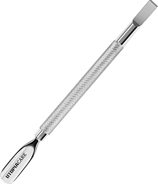 Cuticle Pusher and Spoon Nail Cleaner - Professional Grade Stainless Steel Cuticle Remover and Cutter - Durable Manicure and Pedicure Tool - for Fingernails and Toenails - by Utopia Care