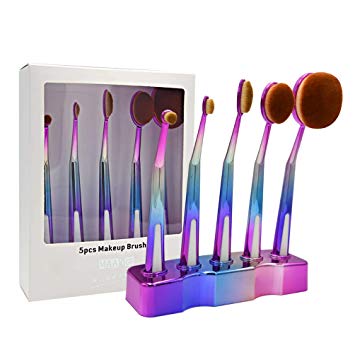 AISONG Makeup Brushes Set,5 PCS Oval Toothbrush Professional Makeup Tools for Face Makeup Foundation Powder Blush Blending Fan Eyeshadow Eyebrow Brush Liquid Concealer Cosmetic