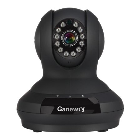 Ganewry Wi-Fi Surveillance Security IP Video 720P HD Monitoring Camera - Motion Detection & Instant Alerts - 2 Way Audio - Perfect 33 Feet Night Vision - Wide View Angle (Black)