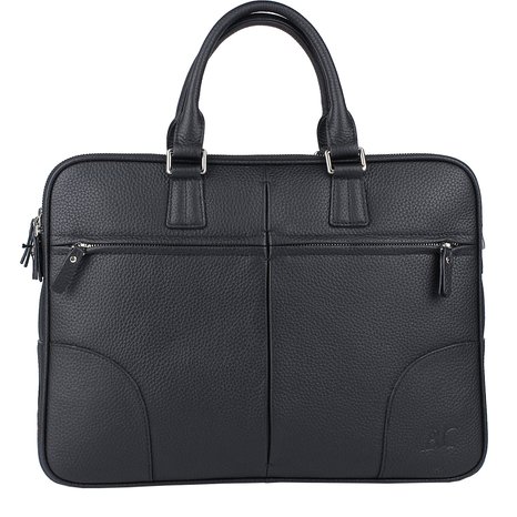 Banuce Men's Black Genuine Leather Briefcase Shoulder Bag for 14 Inch Laptop