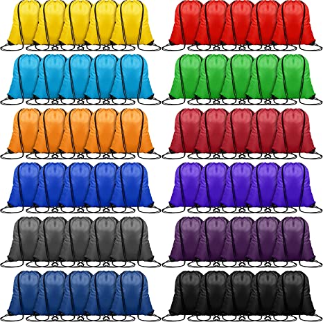 120 Pieces Drawstring Backpack Bulk Polyester Sport Draw String Bag Gym Cinch Bag for Kids Women Men, 12 Colors