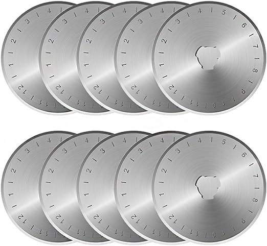 KISSWILL 45mm Rotary Cutter Blades, 10 Pack 45mm Replace Rotary Blades Fits Fiskars, Olfa, Martelli, Truecut, DAFA Rotary Cutters for Quilting Scrapbooking Sewing Arts & Crafts, Sharp and Durable