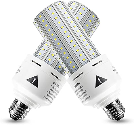 2 Pack 500W Equivalent LED Corn Light Bulb 7500 Lumen 5000K 60W Large Area Cool Daylight White E26/E27 Medium Base for Outdoor Indoor Workshop Garage Warehouse Factory Backyard Street