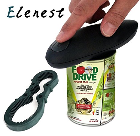 Electric Can Opener, Restaurant can opener, The World's Easiest Smooth Edge Automatic Can Opener! Chef's Best Choice by Elenest (Black)