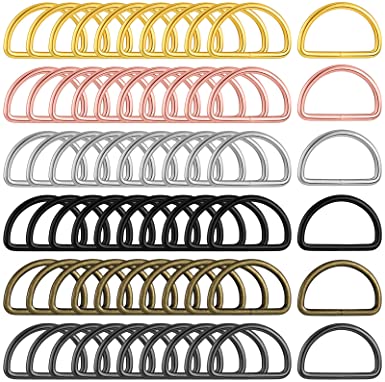 60 Pieces Metal D Rings D-Shape Buckle Clips Multi-Purpose Mixed Color D-Rings for DIY Accessories