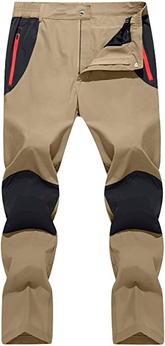 TACVASEN Men's Quick Dry Hiking Pants Water Resistant Lightweight and Ski Fleece Lined Mountain Pants
