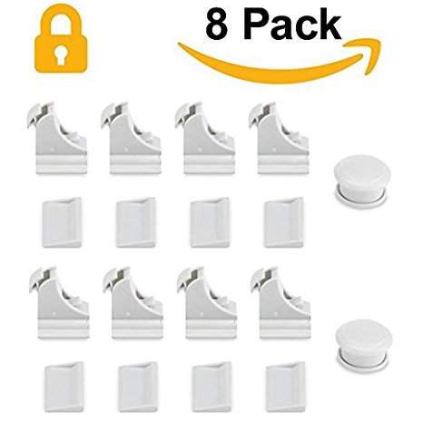 8 Locks   2 Keys Safety Baby Magnetic Cabinet Locks - Children Proof & Self Sticking 3M Adhesive for Cabinets & Drawers, Latches - No Tools or Screws Needed (8 Locks   2 Keys)