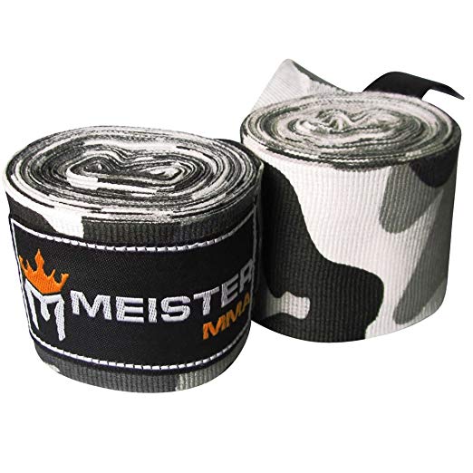 Meister Adult 180" Semi-Elastic Hand Wraps for MMA & Boxing (Pair)