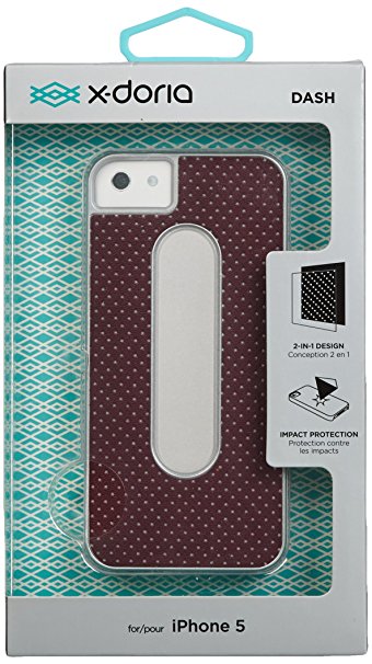 X-Doria 410069 Dash Hard Case for iPhone 5 & 5s - 1 Pack - Retail Packaging - Cabernet/Silver