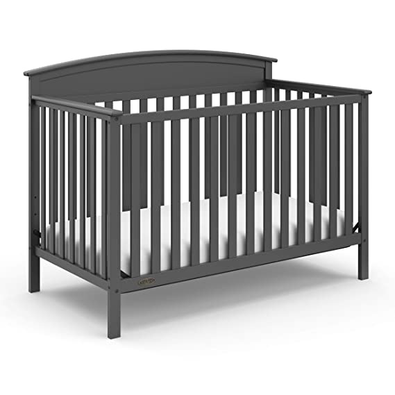 Graco Benton 4-in-1 Convertible Crib (Gray) – Easily Converts to Toddler Bed, Daybed or Full-Size Bed with Headboard, 3-Position Adjustable Mattress Support Base