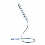 Daffodil ULT05 USB LED Light - 8 Super Bright LED Reading Lamp - No Batteries Needed - PC and Mac Compatible Silver