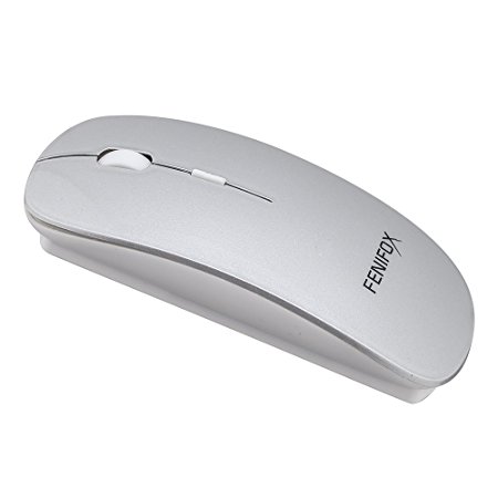FENIFOX Bluetooth Mobile Optical Mouse with Rechargeable Lithium Battery Quiet and Silent Click Adjustable DPI 800/1200/1600 for MAC Tablet Laptop(Silver)