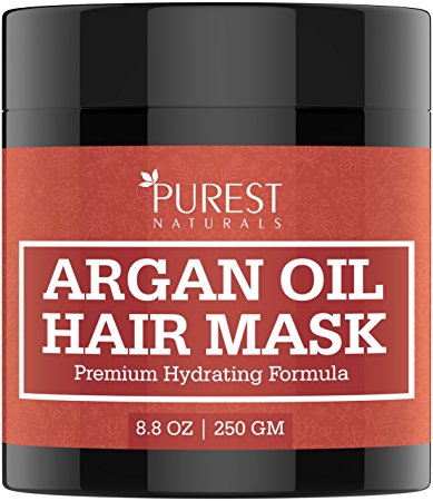 Purest Naturals Premium Hydrating Argan Oil Hair Mask - Best Deep Conditioner Repair Treatment for Damaged & Dry Hair After Shampoo - With Vitamin C, E, Keratin & Shea Butter - For All Hair Types