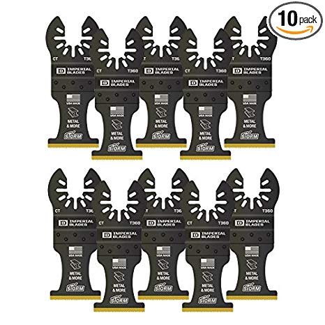Imperial Blades IBOAT360-10 ONE FIT 1-3/8" Titanium Enhanced Carbide Tooth Oscillating Saw Blade, 10PK